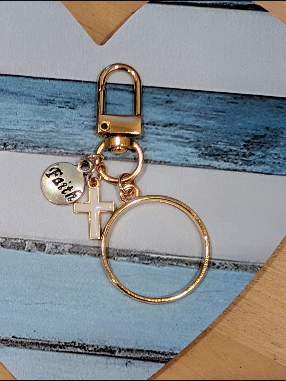 Gold Faith Cross Keychain Charm